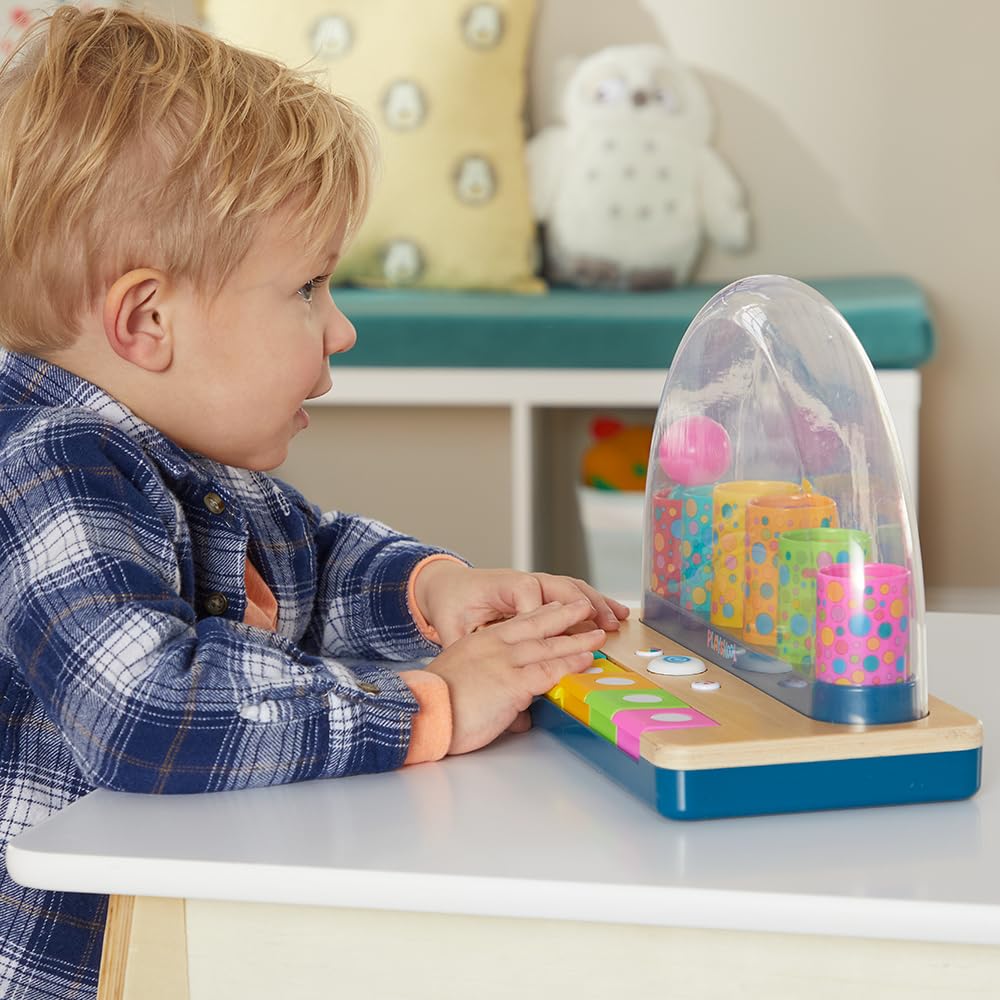 Playskool Little Wonders Pop-A-Tune piano keys invite cause-and-effect learning through music.