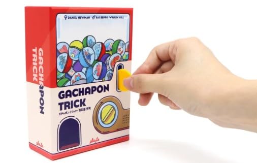 Playte Gachapon Trick money tokens underscore economic tension during play.