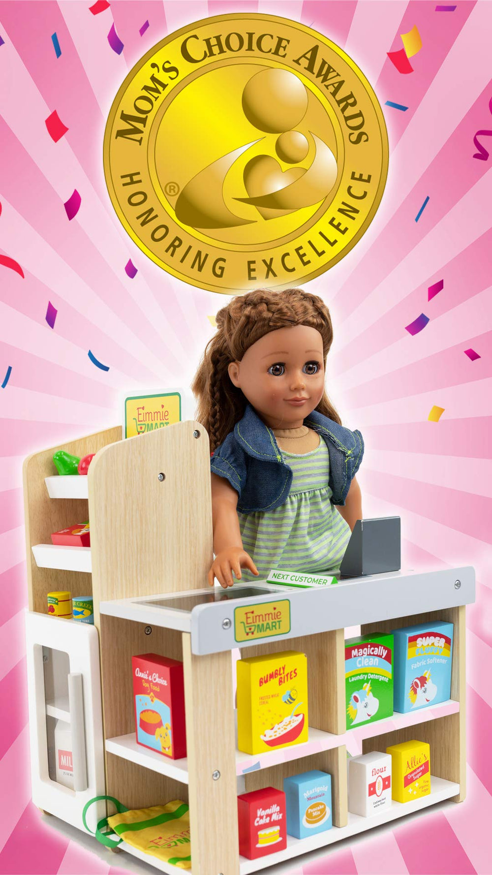 Playtime by Eimmie wooden cash register ready for tiny shopper transactions.