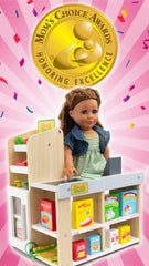 Playtime by Eimmie wooden cash register ready for tiny shopper transactions.