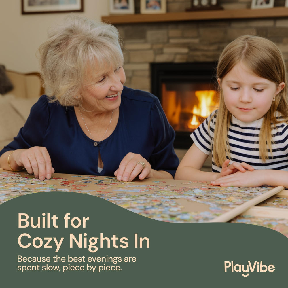 PlayVibe cover lid protects puzzle sections and reduces mess.