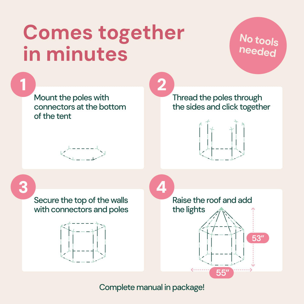 PLAYVIBE Princess Tent setup promotes easy room transitions