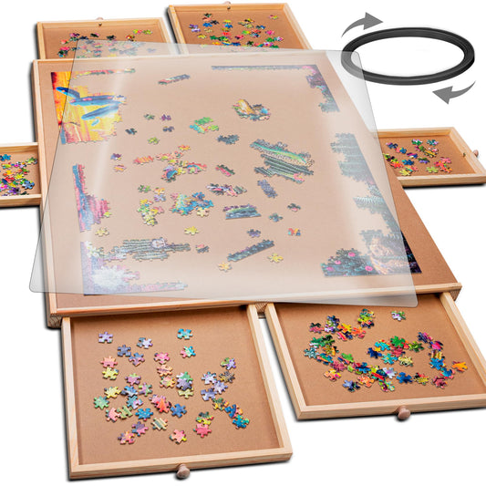 PLAYVIBE rotating puzzle board with 1500 pieces for collaborative family challenges