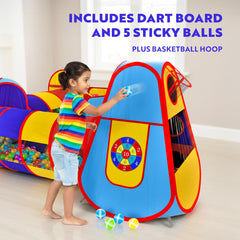 Playz dartboard game and sticky balls add variety