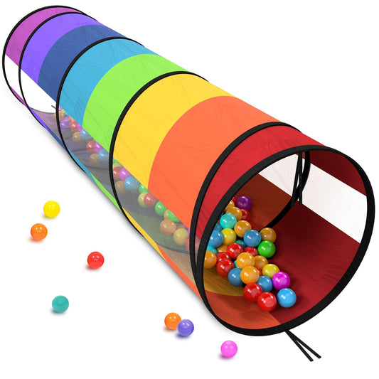 Playz extra-large tunnel unfolded for easy assembly and spacious crawl space.