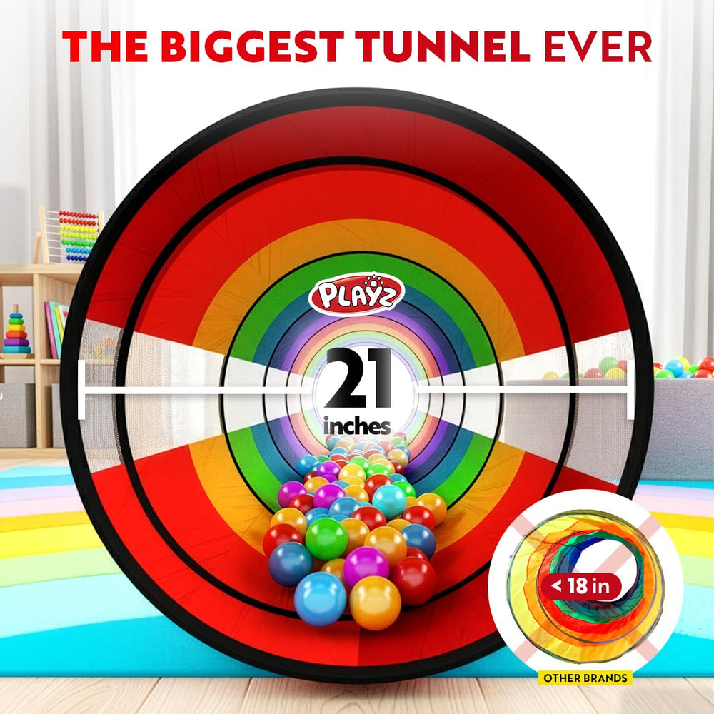 Playz extra-large tunnel wide crawl space ideal for toddler exploration.