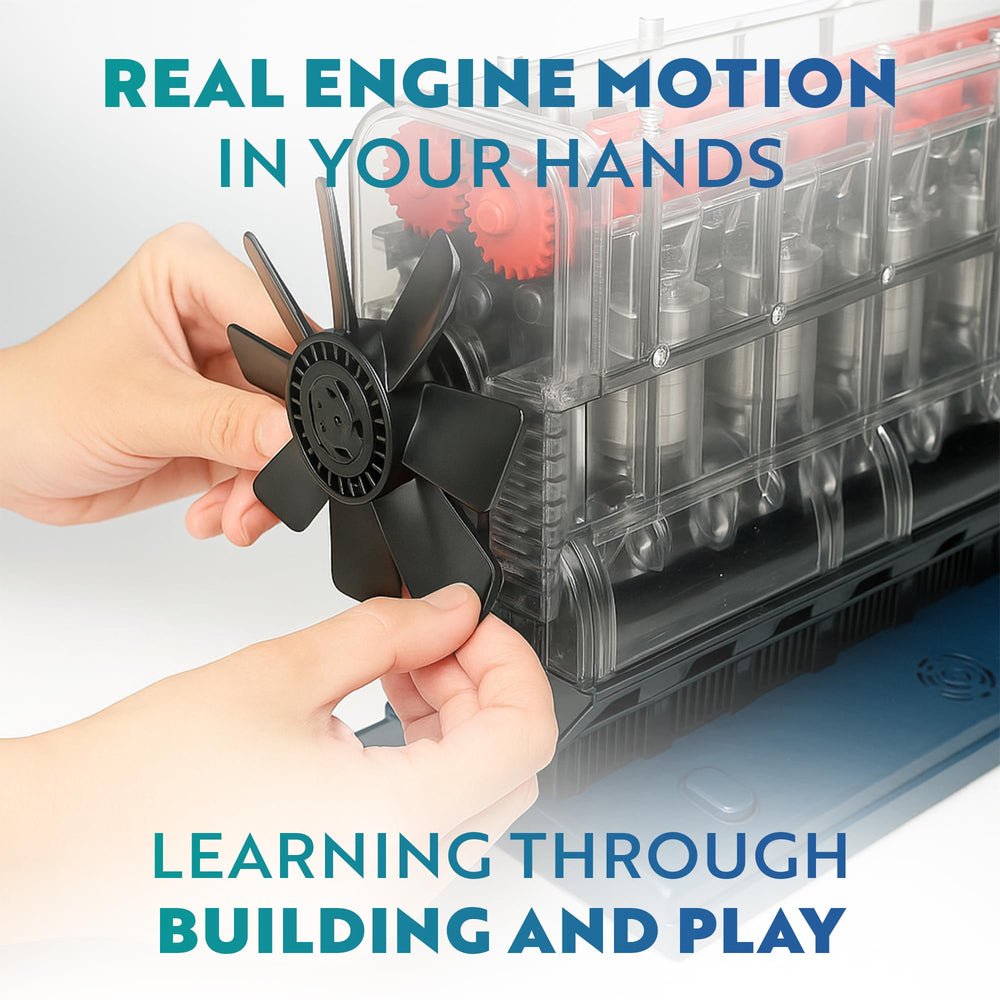 Playz Inline 6 Engine Kit display setup for classrooms or desks
