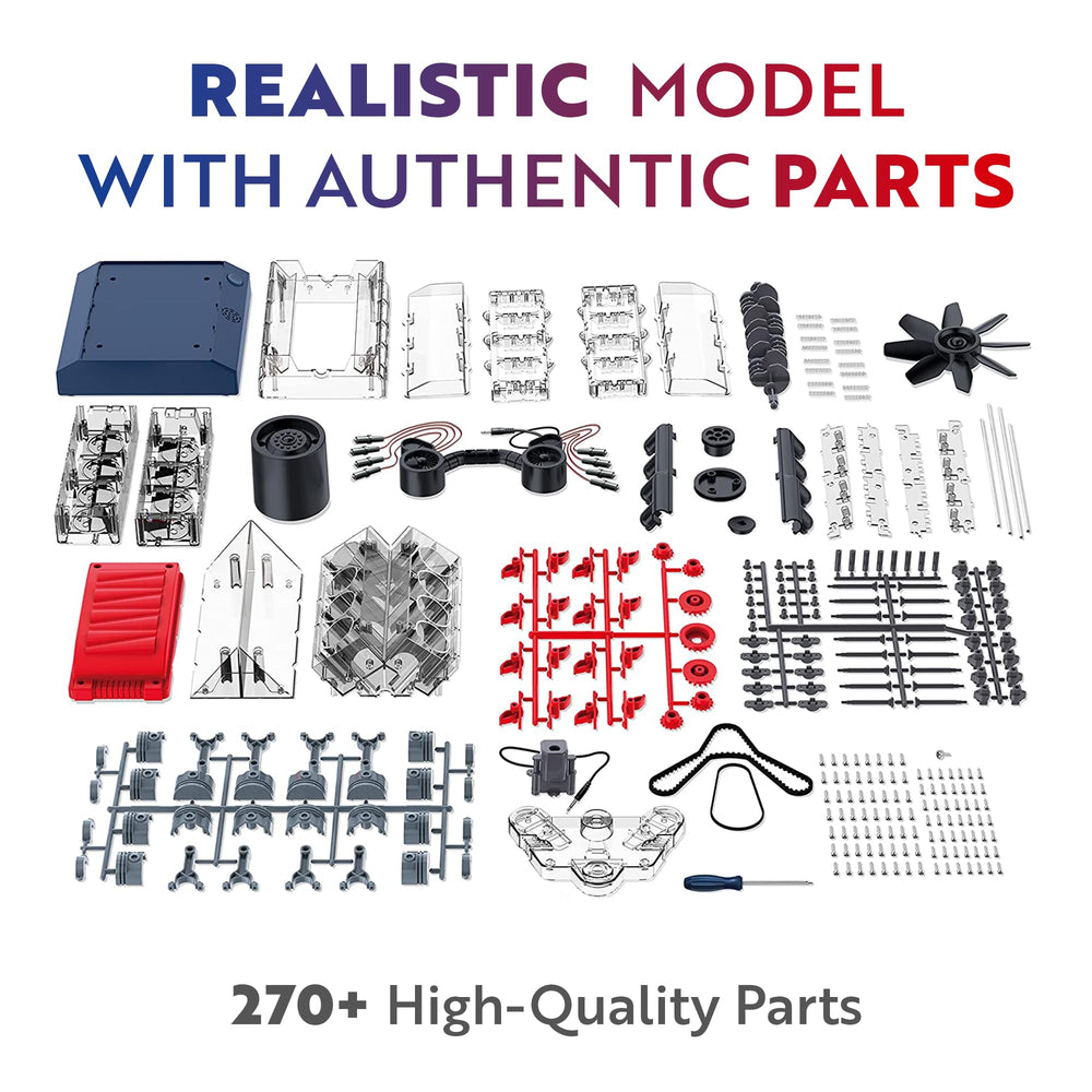 Playz V8 engine kit parts layout helps beginners organize components.