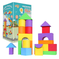 Pleykele foam blocks close-up: easy-grip design supports toddler stacking.