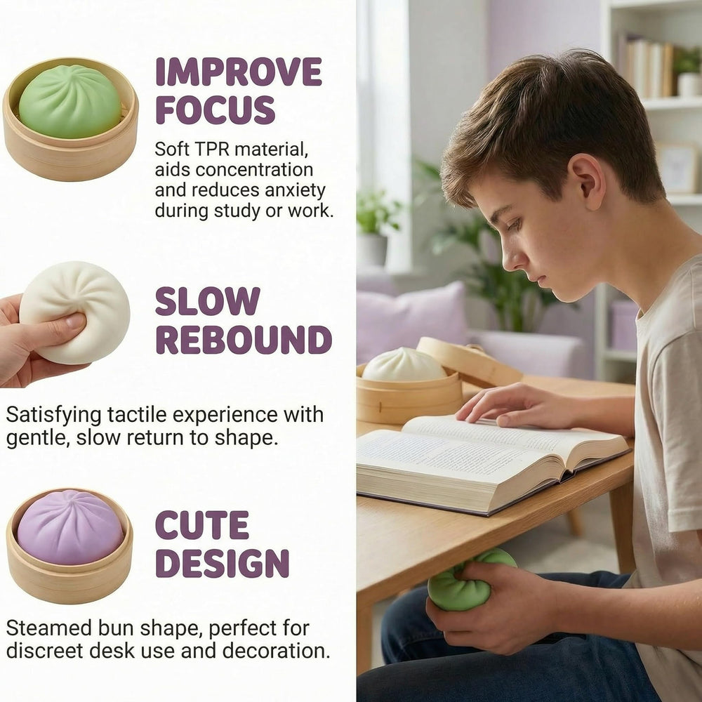 Plman dumpling squishy texture close-up highlights soft, skin-friendly surface ideal for kneading.