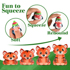 PLOUGVI tiger squishy toy with bright colors for celebrations.