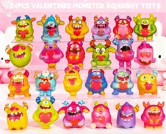 PLOUGVI Valentines cards and monster squishies set for classroom exchanges.