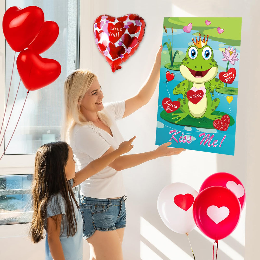 PLULON Valentines party decor backdrop adds festive atmosphere.