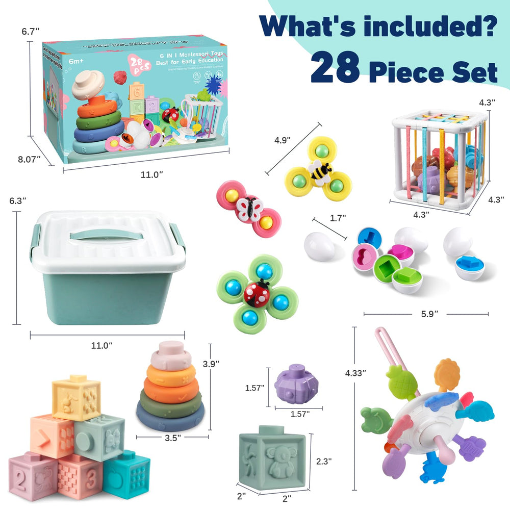 Plunack 6-in-1 rings encourage color matching and fine motor development.