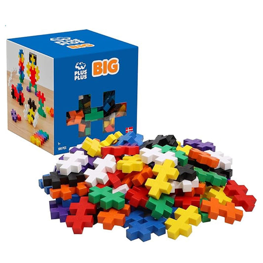 PLUS PLUS BIG 100-piece basic colors for toddlers boosts color recognition and motor skills.