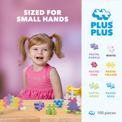PLUS PLUS Big pastel bricks closeup shows interlocking design for creative play