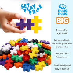 PLUS PLUS BIG safe for ages 18 months and up; BPA-free and phthalate-free.