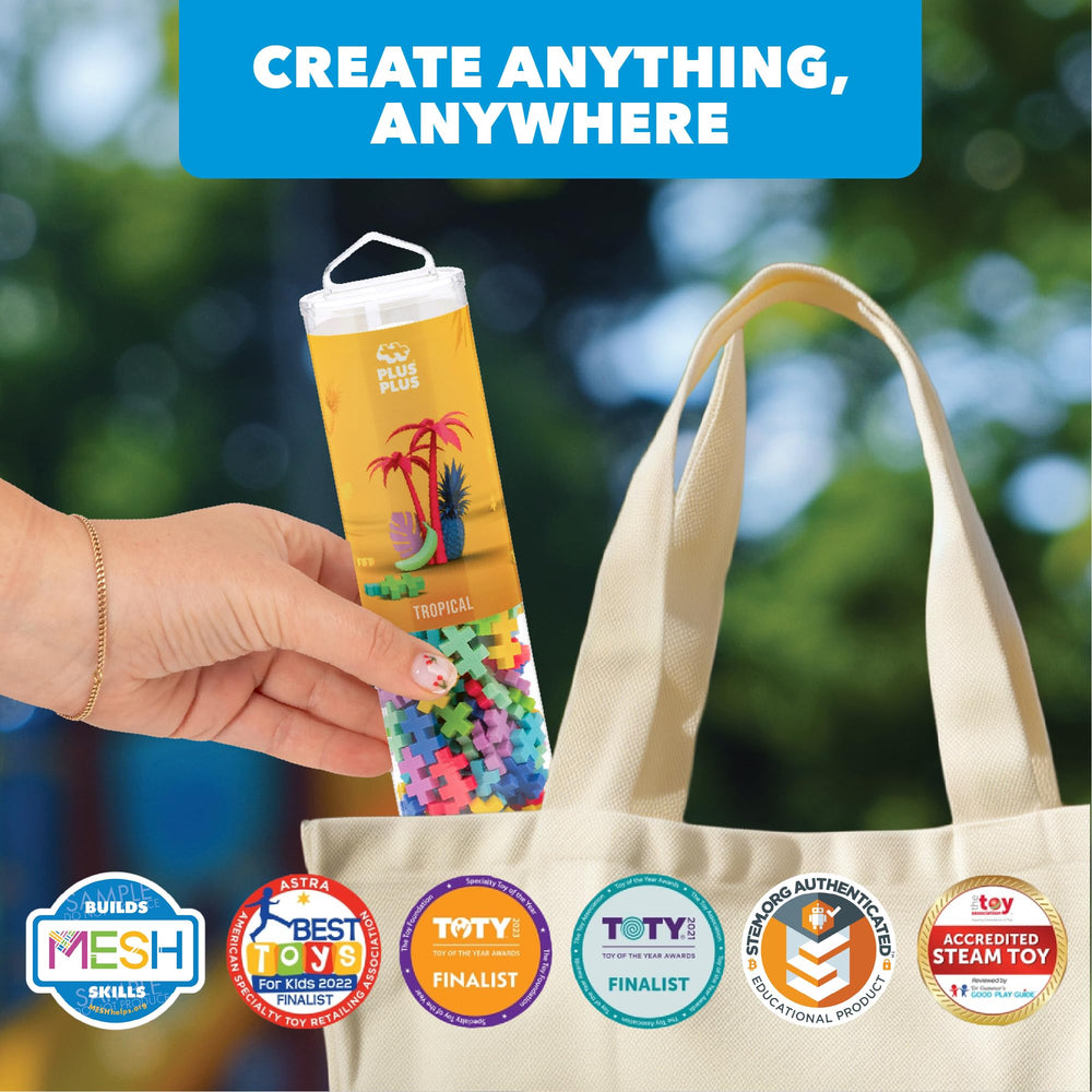 PLUS PLUS BPA-free plastic blocks ensure safe, screen-free play and exploration.