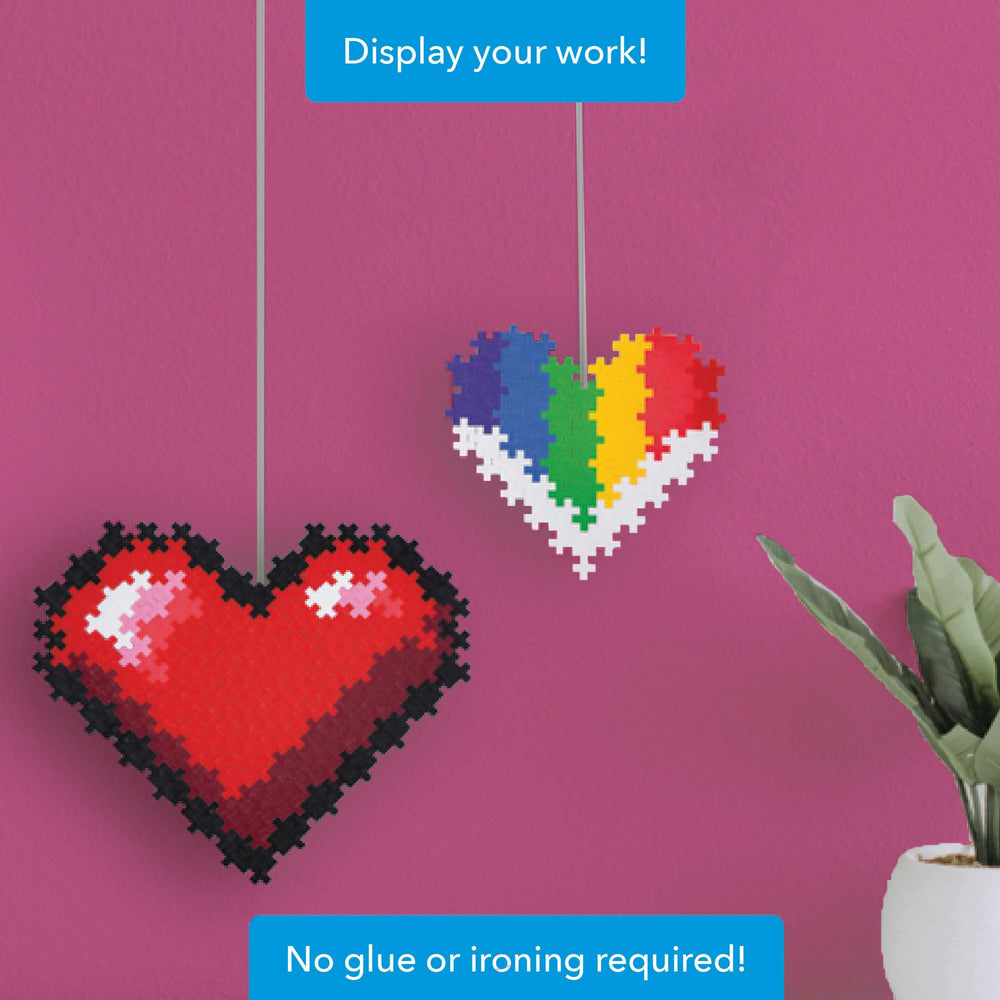 Plus Plus heart art display-ready captures bright colors for room decor.