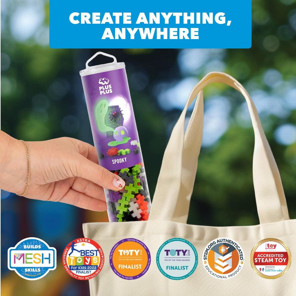PLUS PLUS travel-friendly bricks support quiet, engaging activities anywhere