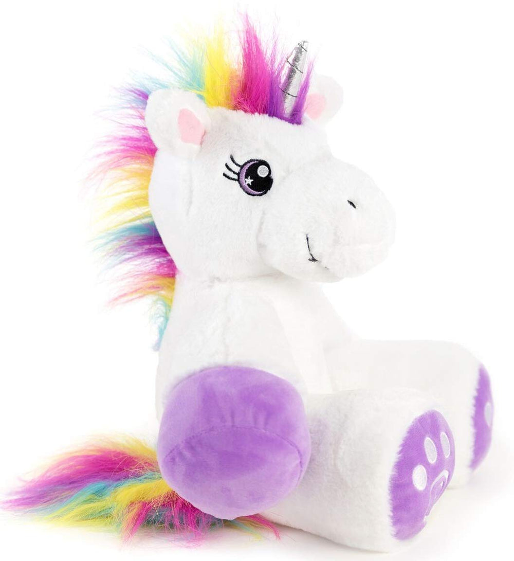 PLUSHIBLE Poppy unicorn colorful hair detail sparks imaginative pretend play.