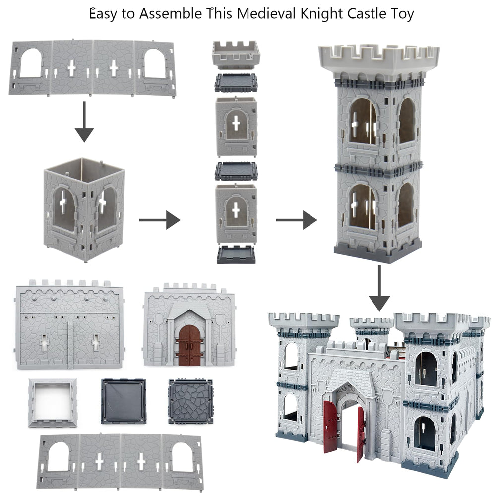 Plustopoy catapult and arrow tower for interactive siege scenes.