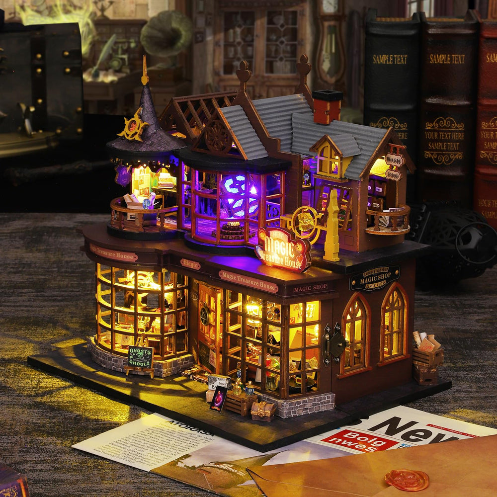 Plustopoy miniature house dust-free display option for protection.