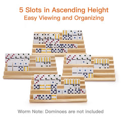 Plusvivo domino racks with five ascending slots for organization.