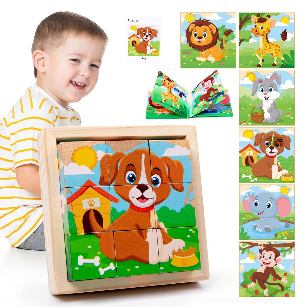 PlusYARD elephant block puzzle for kids promotes fine motor skills