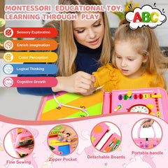 Pnooe busy board reinforced stitching ensures lasting durability.