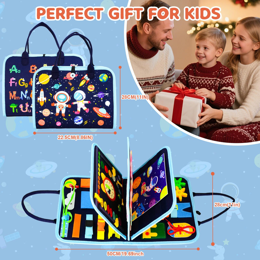 Pnooe Busy Board travel friendly design with handle and zipper pocket for outings