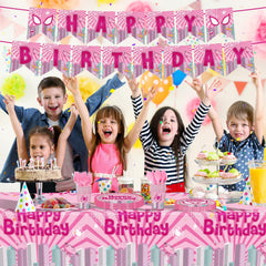 Pnuocax birthday banner adds festive focal point to the party.