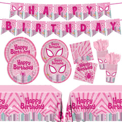 Pnuocax pink spider plates 9-inch for easy party serving.
