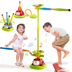 Pobaiyi 5 in 1 jump toy with ladybug spinning pole for active play and coordination.