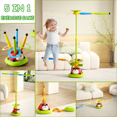 Pobaiyi 5 in 1 jump toy toss ring game promotes hand-eye coordination during play.
