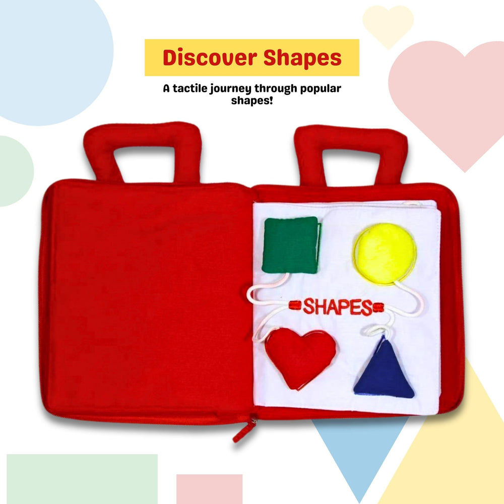 Pockets of Learning My Quiet Book laces and ties page improves hand eye coordination.
