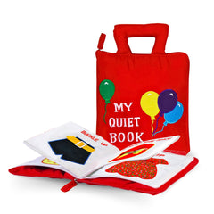 Pockets of Learning My Quiet Book zipper page enhances fine motor control.