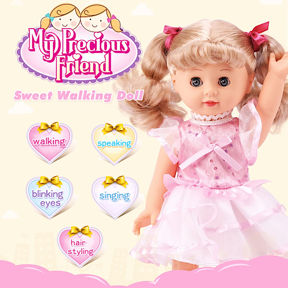 POCO DIVO Princess Walking Doll talks with blinking blue eyes for engaging pretend play