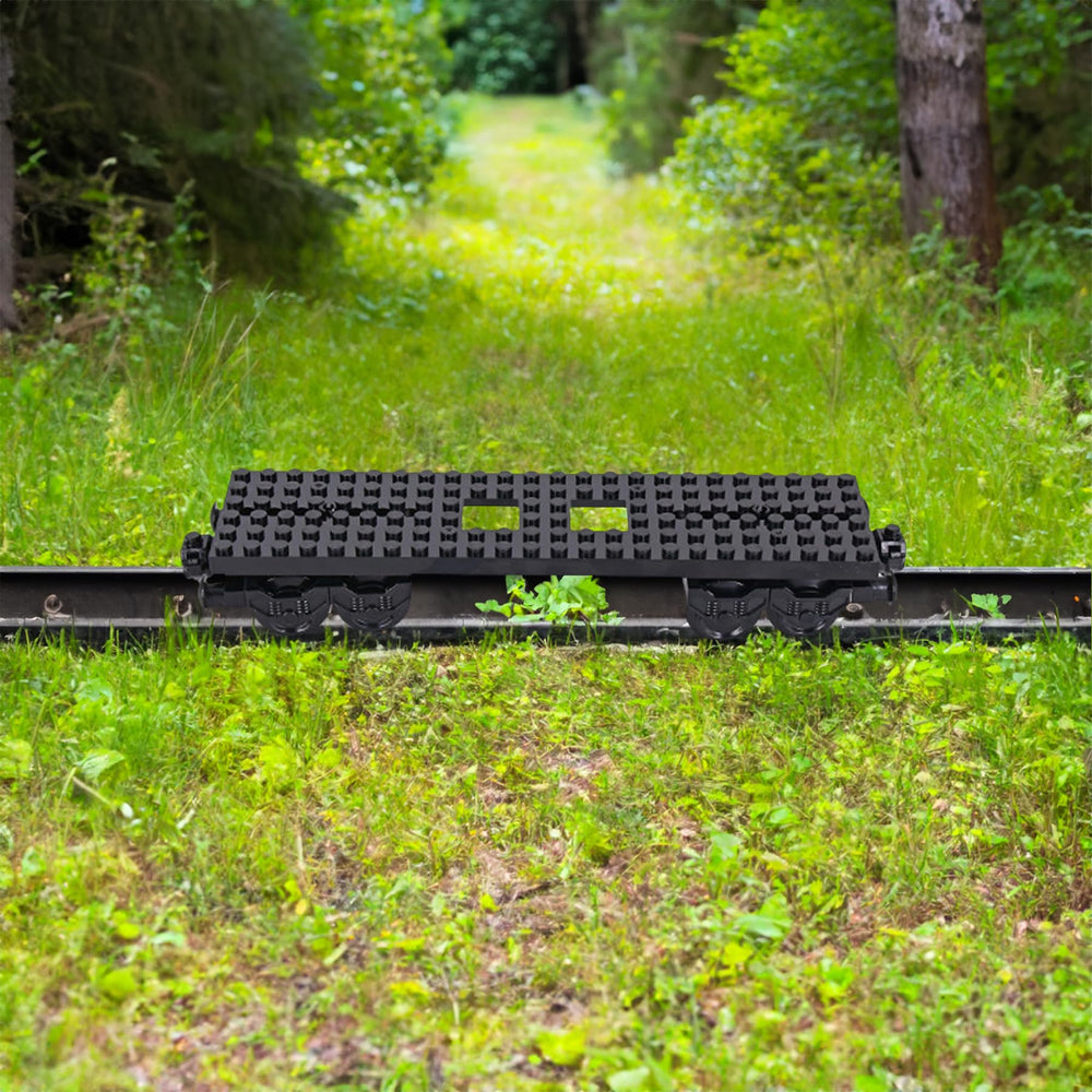 Podafu modular train cars for creative rebuilding and display.