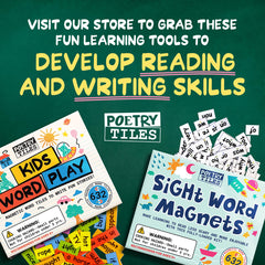 Poetry Tiles 632 durable magnets invite family learning and storytelling.