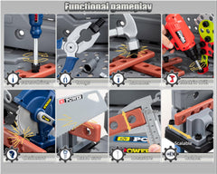 POFJOEQ mini apron and tool storage promote tidy, organized play.