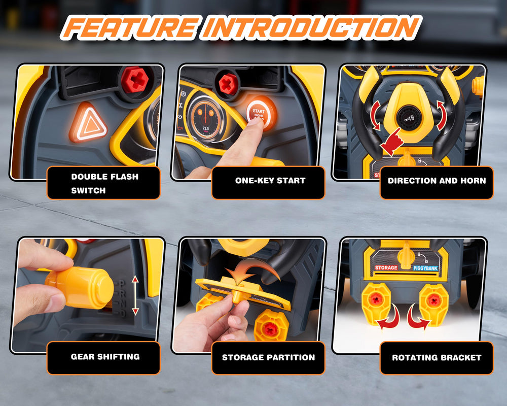 POFJOEQ truck engine toy includes dipstick oil check for realistic diagnostics