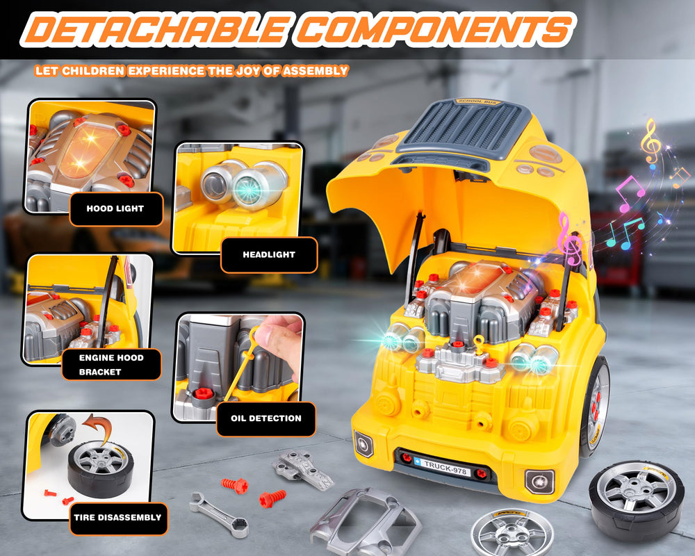 POFJOEQ truck engine toy features lights and sounds for realistic service scenarios