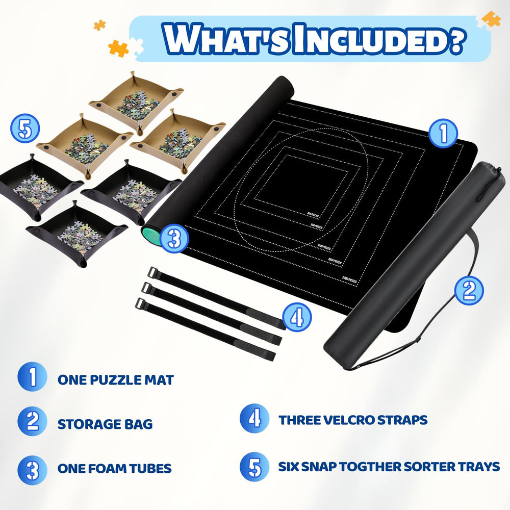 Pohxev Puzzle Mat Roll Up shows non-slip bottom stabilizing a puzzle session.