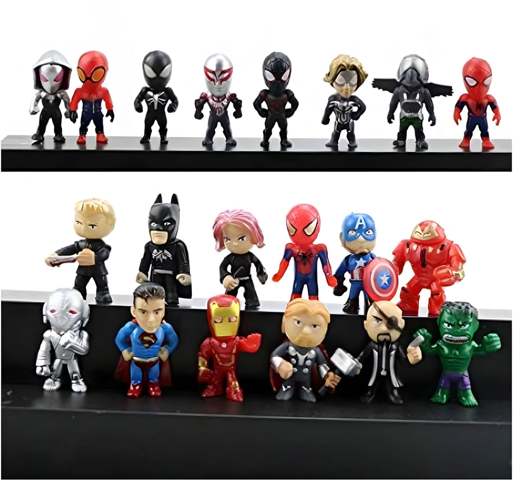 POIUYT mini superhero figures in varied poses for imaginative play and display