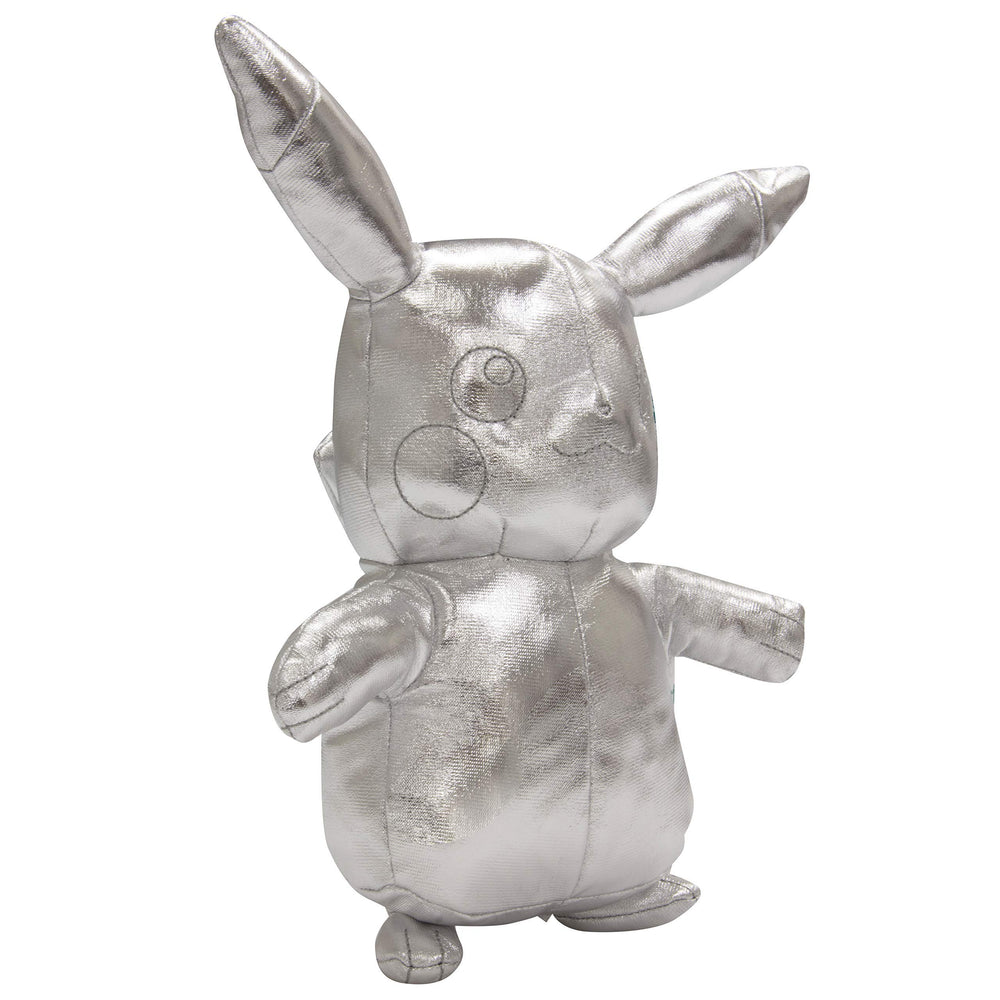 8-inch silver Pikachu plush ideal for playtime and bedtime.
