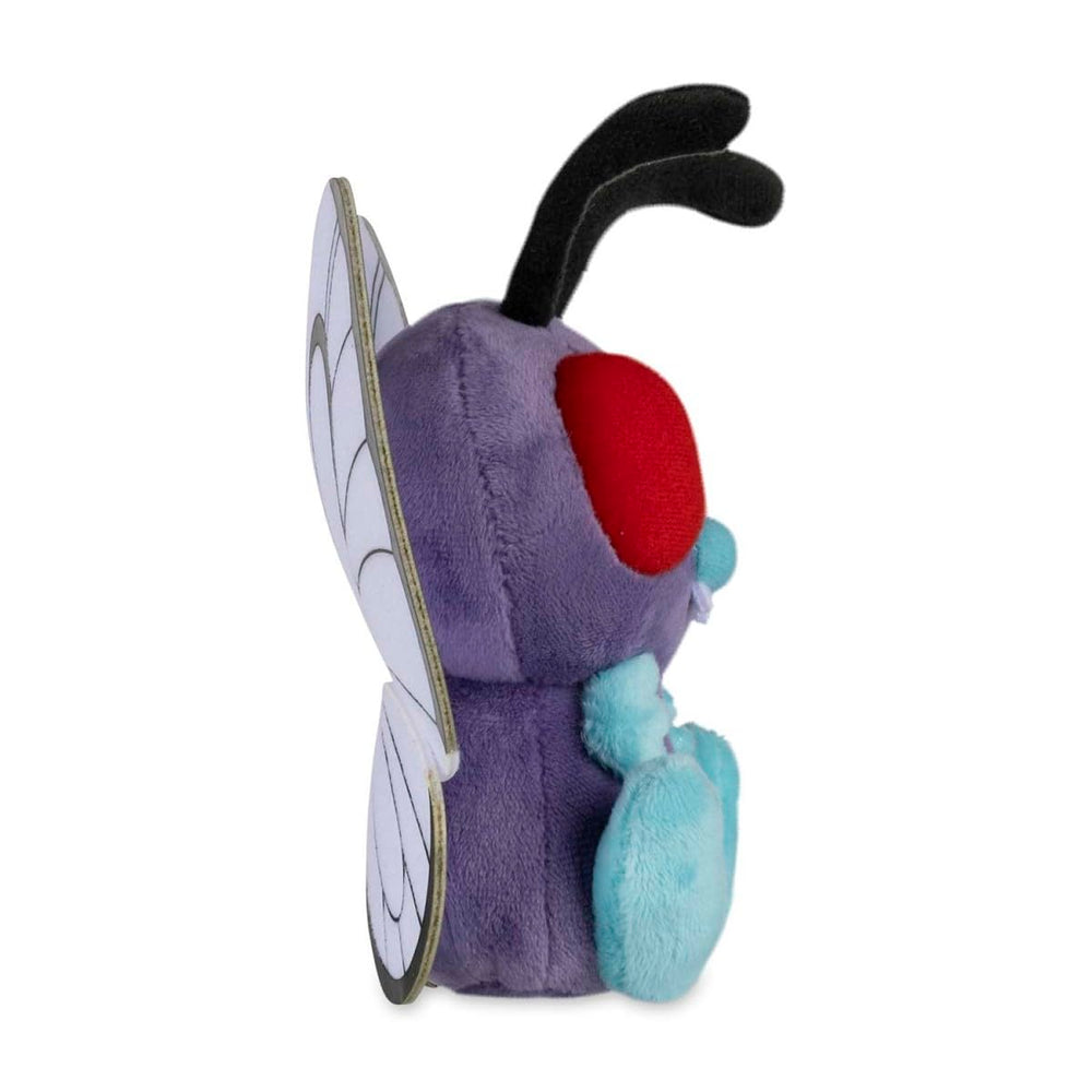 Pokémon Center Butterfree Sitting Cuties Plush side view highlights compact palm size.