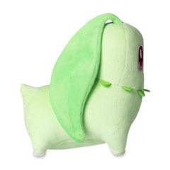 Chikorita plush close-up of soft fabric and stitching for cuddle-worthy texture.