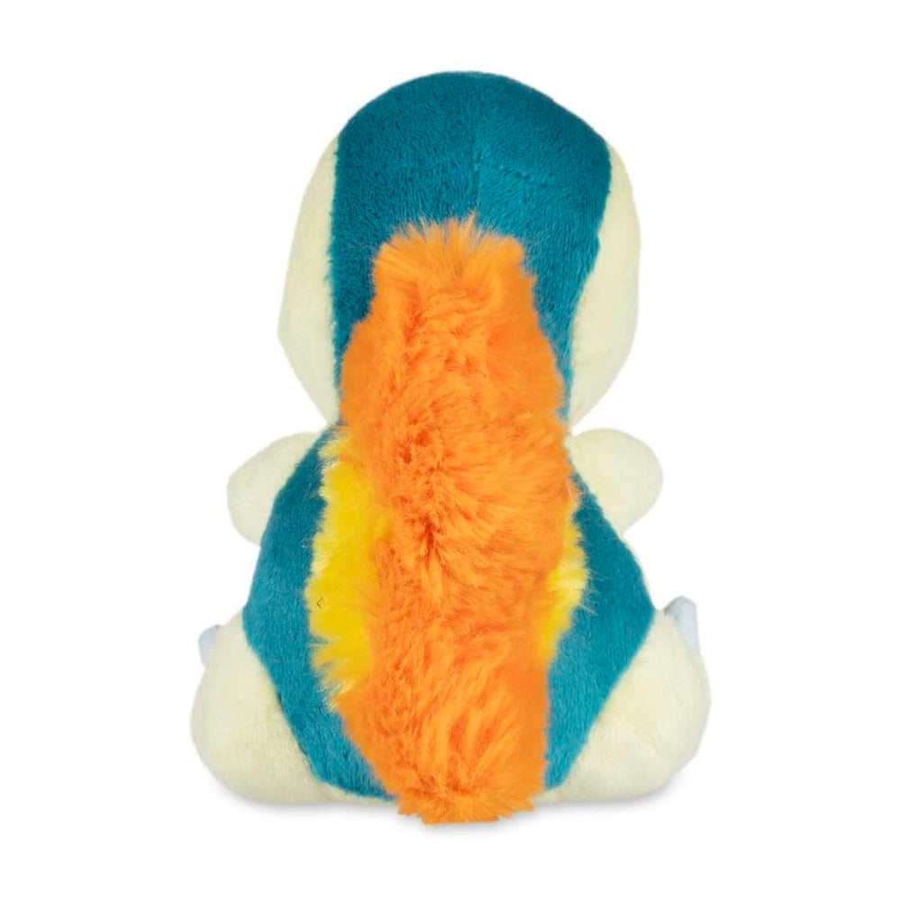 Pokémon Center Cyndaquil Sitting Cuties Plush close-up, soft fabric and microbead fill.