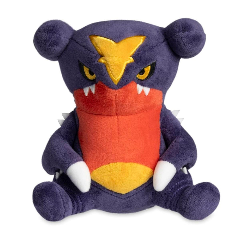 Pokémon Center Garchomp Dolls Plush soft-fabric shot highlights cuddle-worthy texture for desk or shelf.